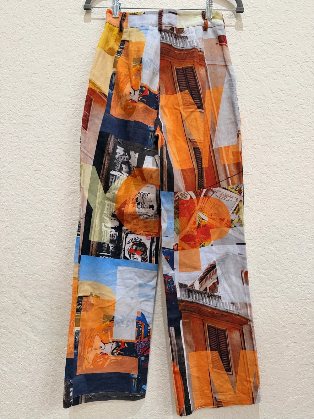 Peppermayo Ticket To Nowhere PM Film Print High Rise Wide Leg Pants US 2